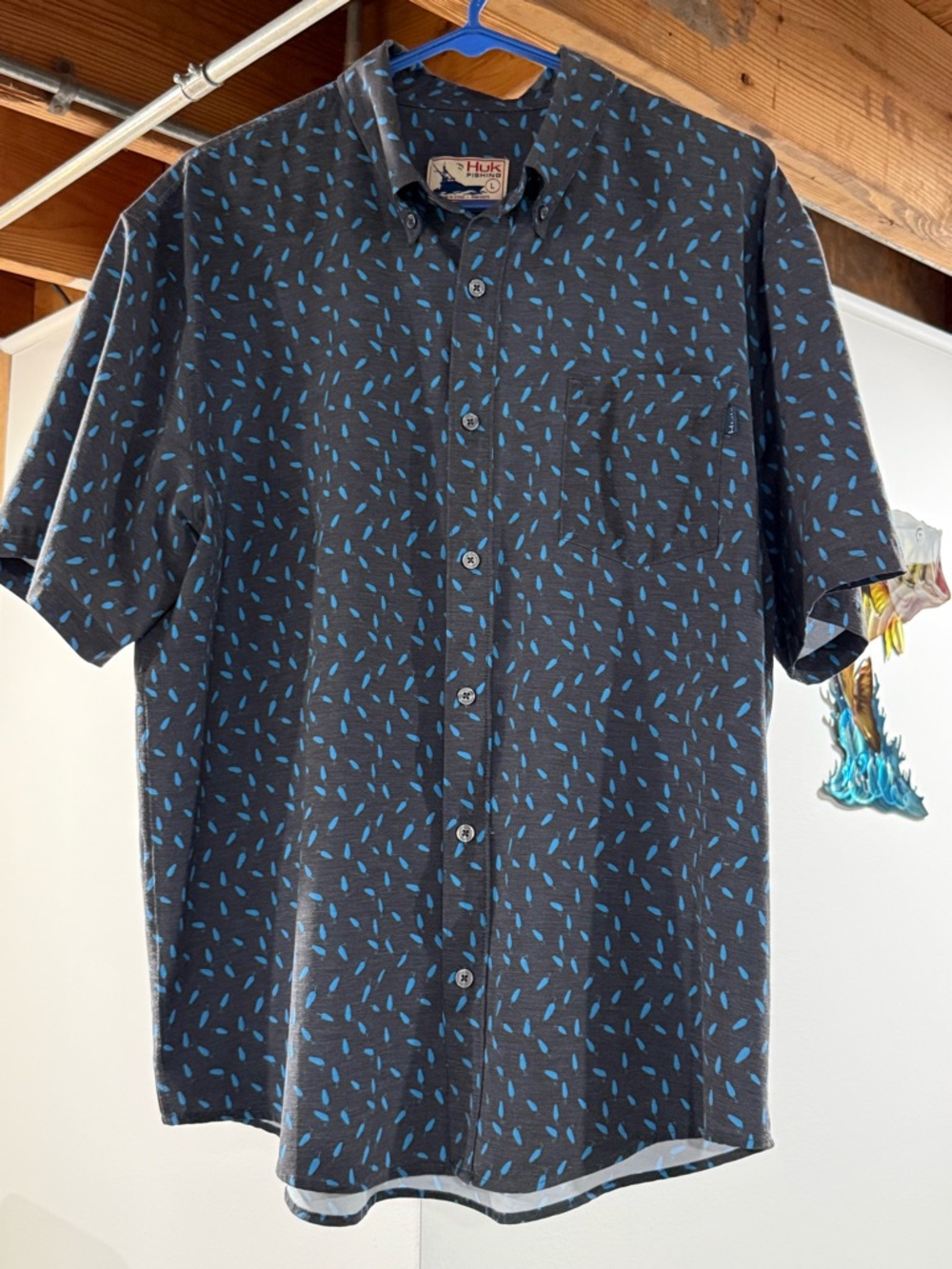 Huk Black Short-Sleeve Button-Up